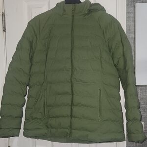 Time and Tru Olive Puffer Jacket for Men